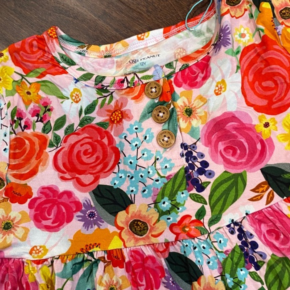 Posh Peanut Bamboo Petra Floral Short Sleeve Peplum Top & Short Set 12 NWT - Picture 3 of 7